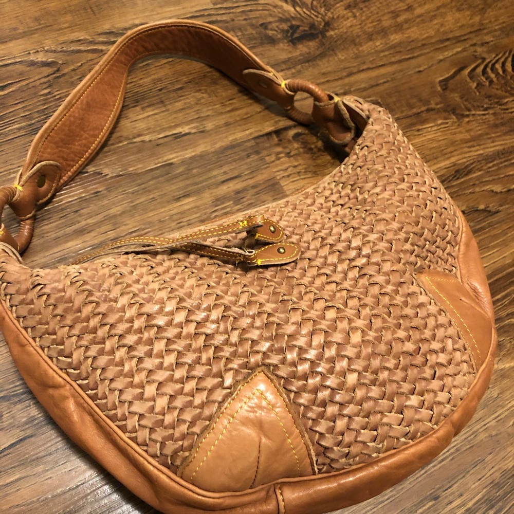 Cole Haan soft leather woven shoulder bag